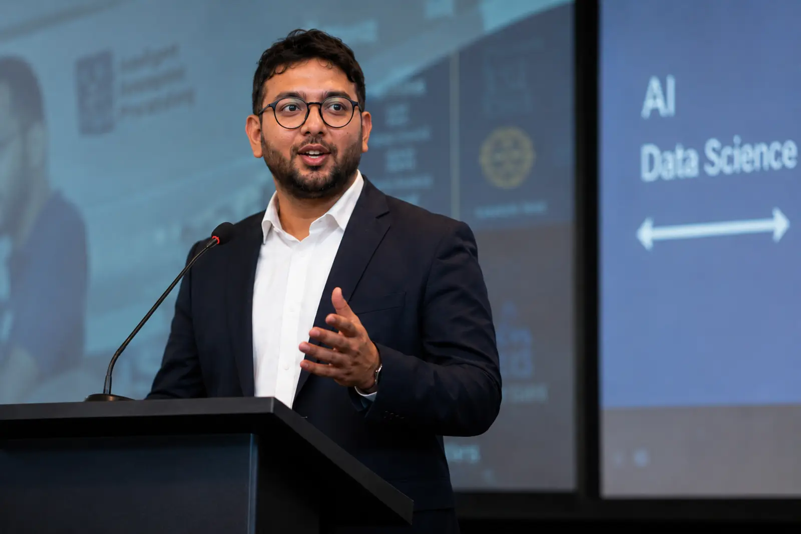 Neel Shah speaking about AI and data science